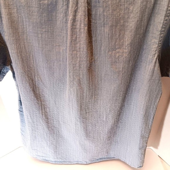 Rowm Shirt Men M Light Blue Button Down Short Sleeve 100% Cotton Lightweight - Picture 6 of 9